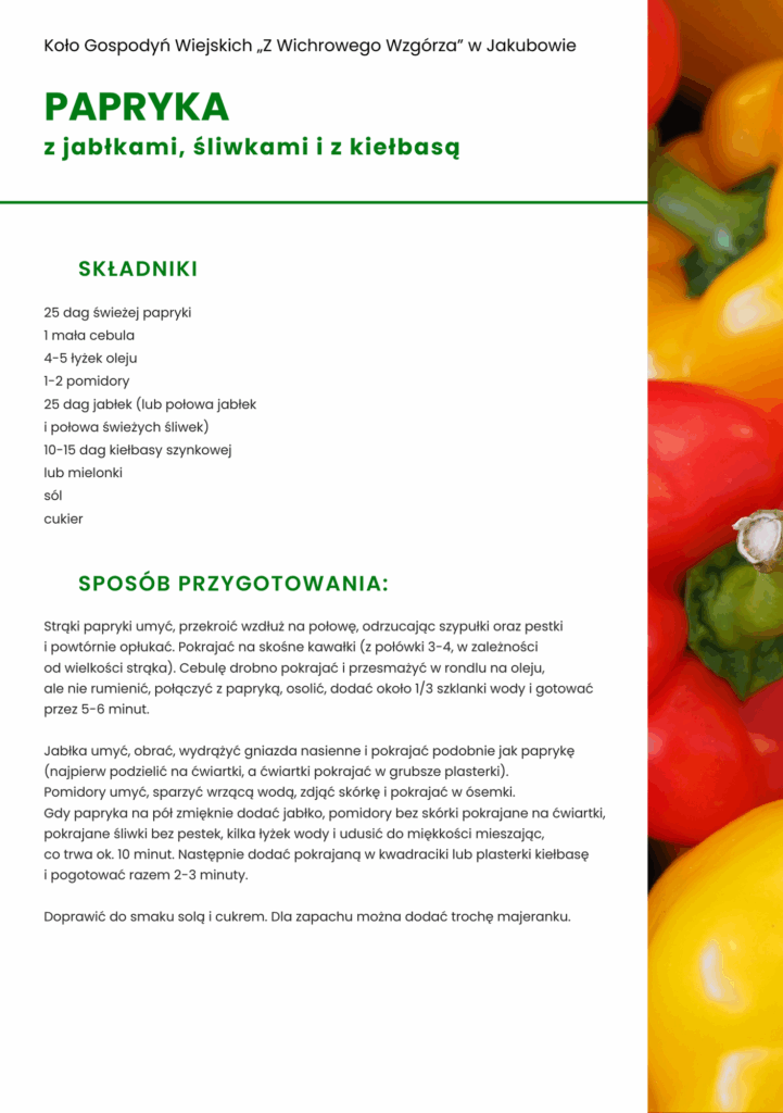 Papryka z jabłkami, śliwkami i z kiełbasą