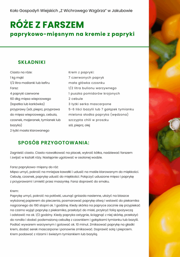 Róże z farszem paprykowo-mięsnym na kremie z papryki