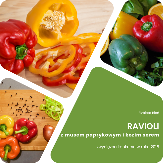 Ravioli z musem paprykowym i kozim serem