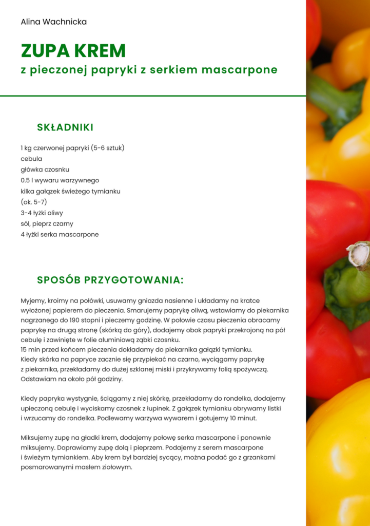 Zupa krem z pieczonej papryki z serkiem mascarpone